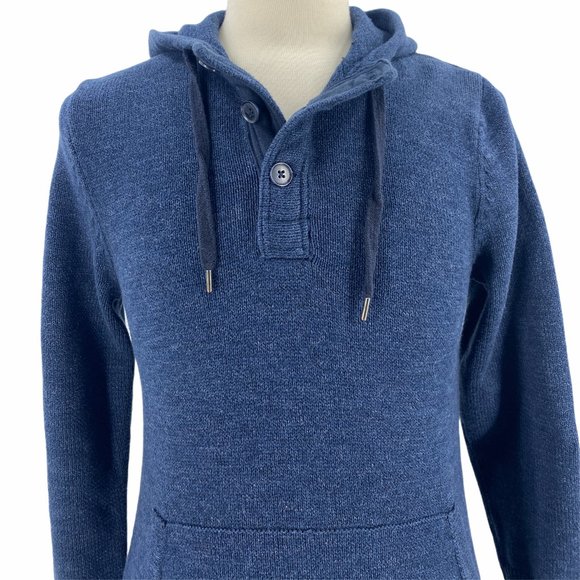 H&M LOGG Men's Navy Blue Thick Warm Knitted Hoodie - Picture 2 of 5